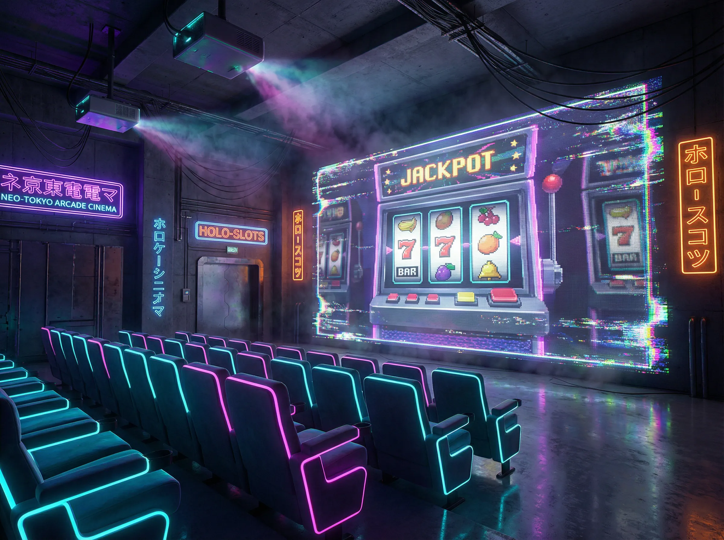 老虎机游戏 复古街机影院全息投影屏幕 - 爆分录像