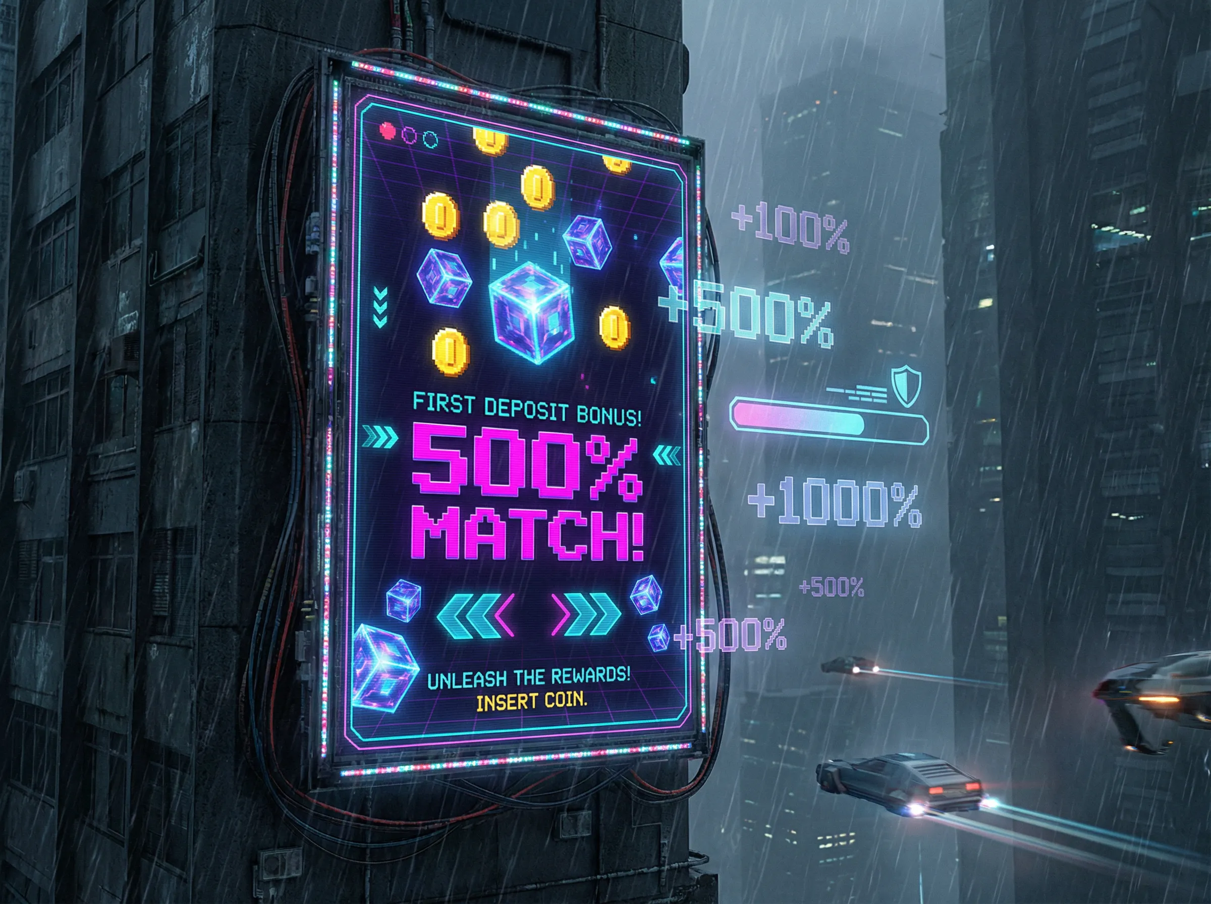 老虎机游戏 首充狂欢夜复古街机广告牌 - 能量补给