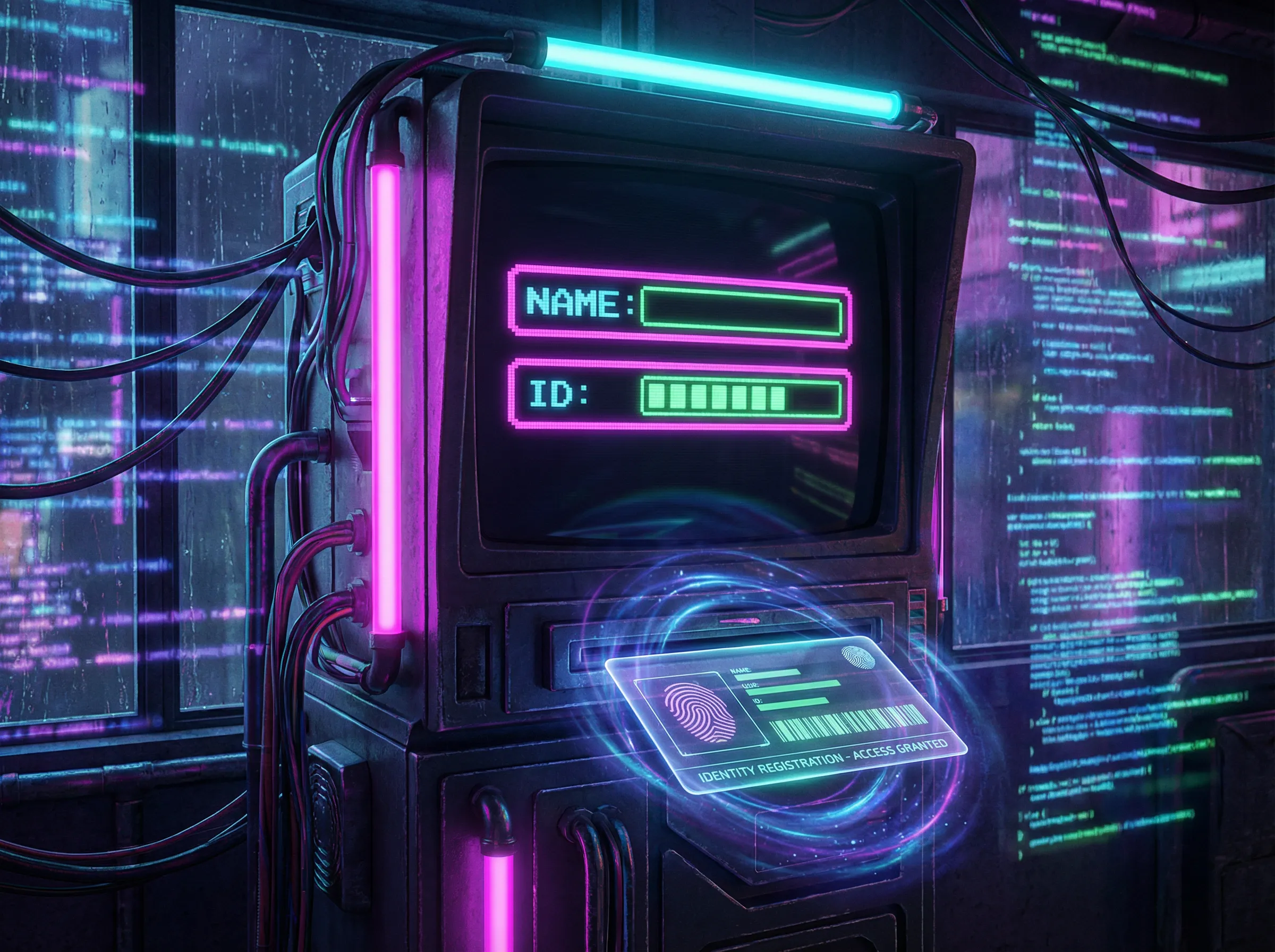 老虎机游戏 赛博身份认证终端 - 复古街机注册系统